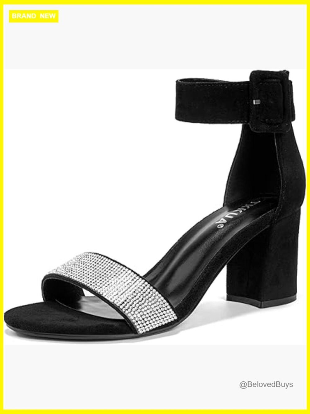 One Strap Rhinestone Heeled Sandals, Open Toe Block Heel Wedding Party